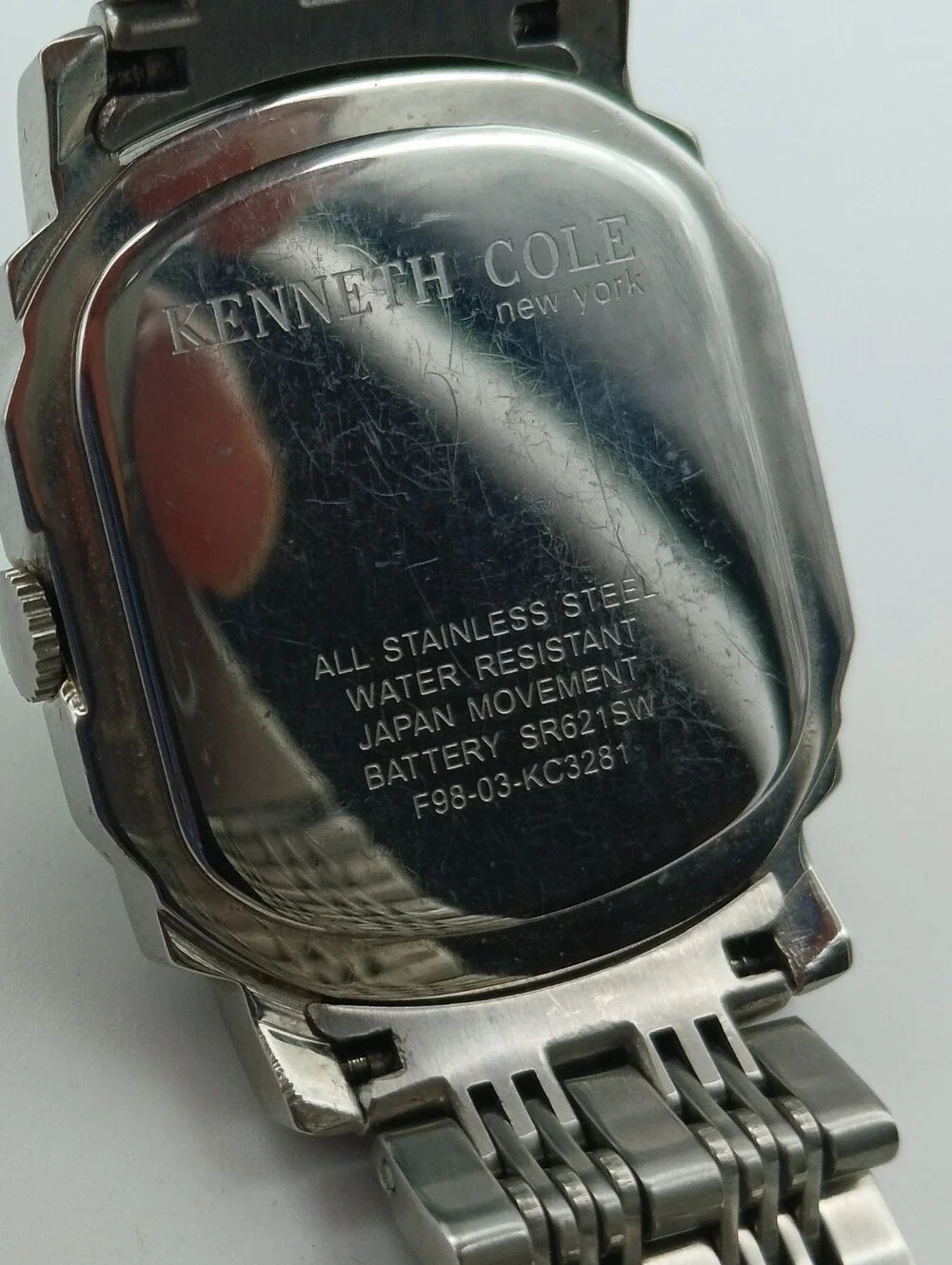 Kenneth Cole Silver-Tone Rectangular Men's Watch with Silver Dial 3281